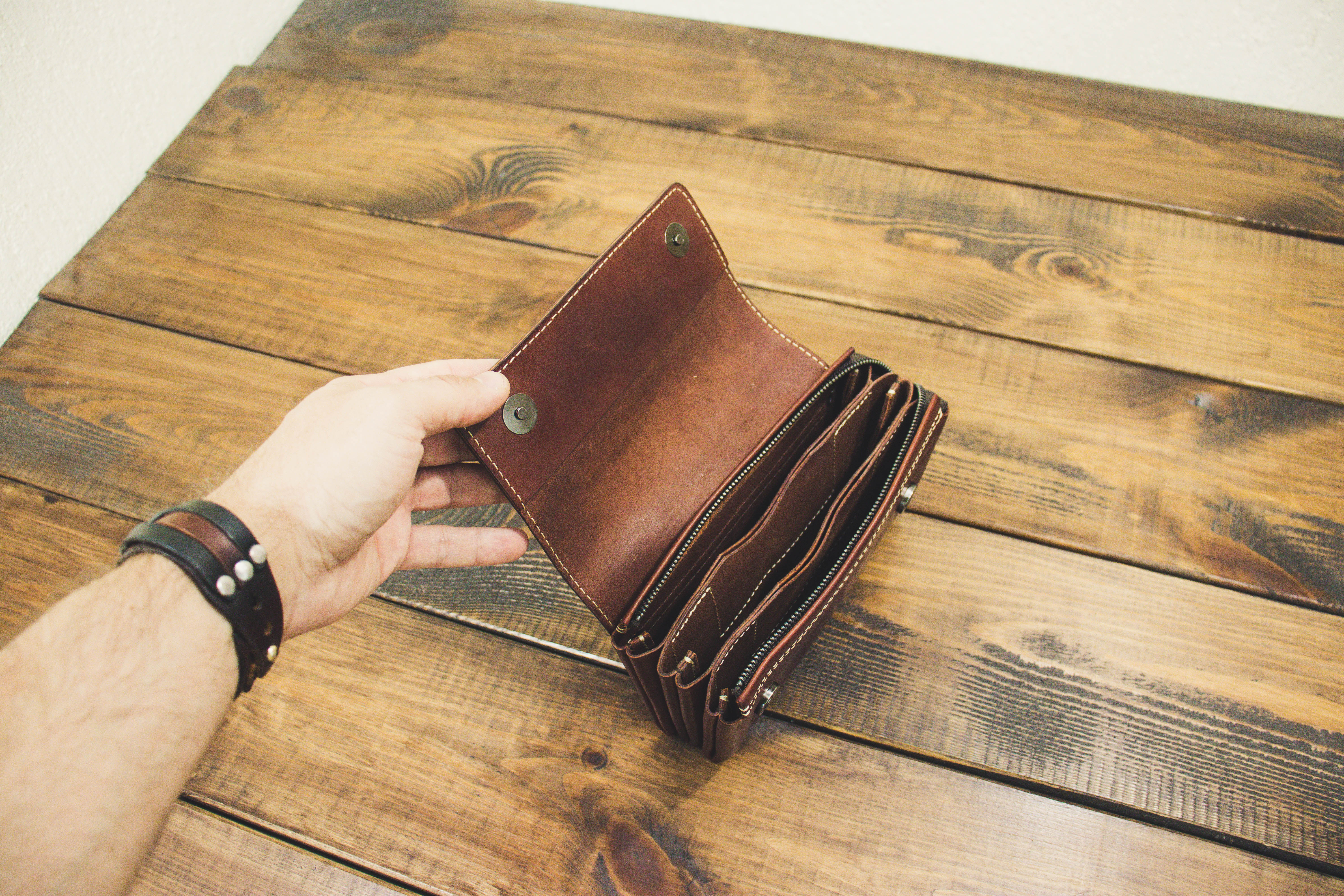 Кожаный кошелек карманный Чёрный