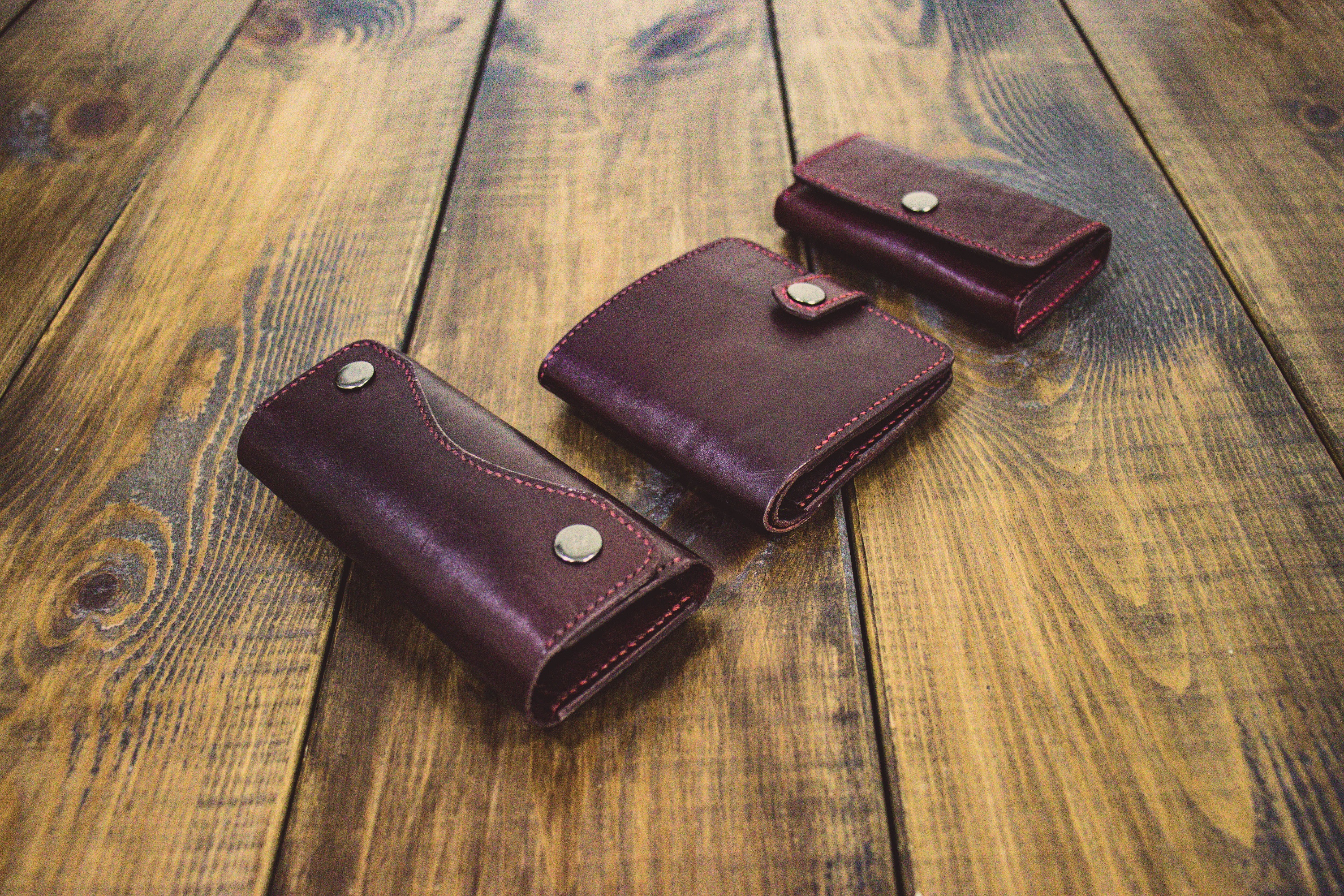 Набор: ключница, кошелек и визитница Бордо