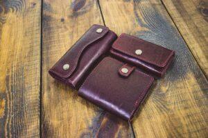 Набор: ключница, кошелек и визитница Бордо